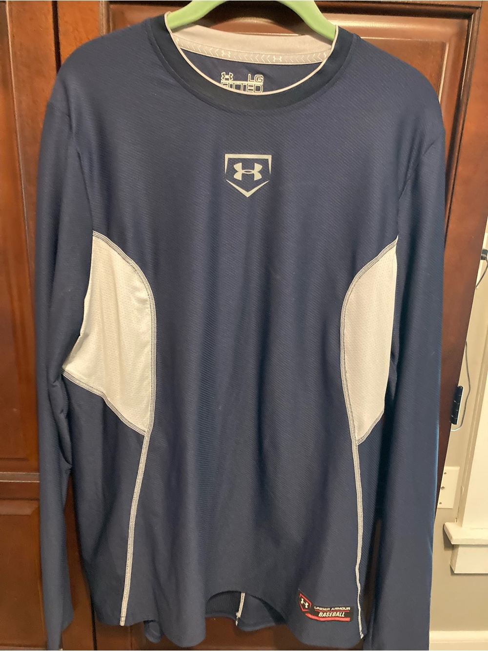 Under Armour Navy Long Sleeve Performance Shirt with White Panels